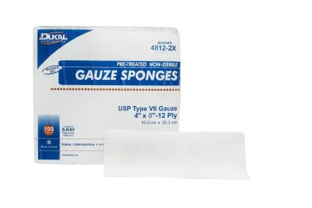 Dukal - 4812-2X - Gauze Sponge, X-Ray Detectable, Non-Sterile, 12-Ply, Banded