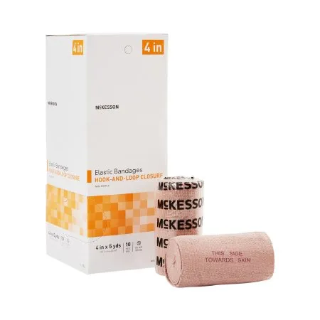 McKesson - From: 054 To: 056 - Elastic Bandage 4 Inch X 5 Yard Hook and Loop Closure Tan NonSterile Standard Compression