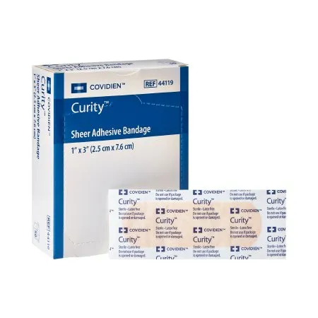 Cardinal - Curity - 44119 -  Adhesive Strip  1 X 3 Inch Plastic Rectangle Sheer Sterile