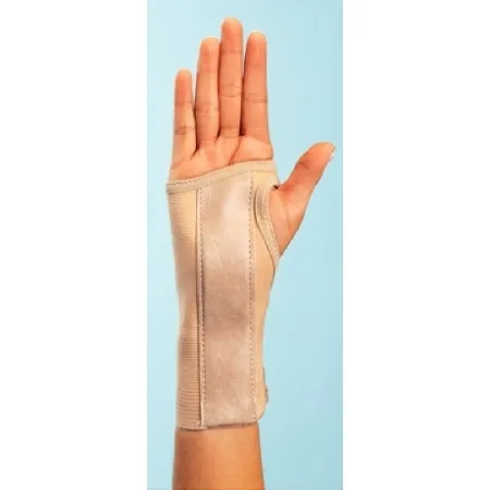 DJO DJOrthopedics - ProCare - 79-87075 - DJO  Wrist Brace  Low Profile / Contoured / Wraparound Aluminum / Cotton / Elastic Right Hand Beige Medium