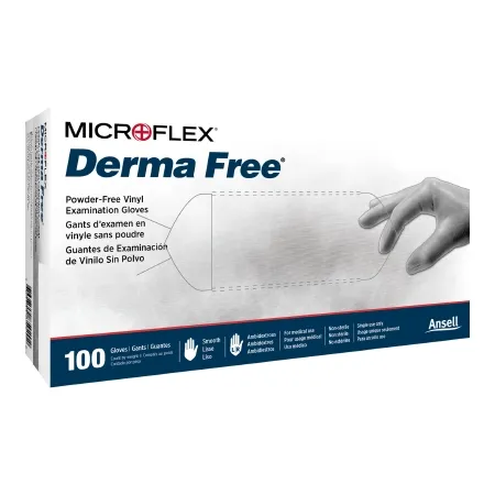 Microflex Medical - Derma Free - DF-850-XL -  Exam Glove  X Large NonSterile Vinyl Standard Cuff Length Smooth Clear Not Rated