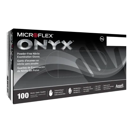 Microflex Medical - High Five Onyx - N642 - Exam Glove High Five Onyx Medium Nonsterile Nitrile Standard Cuff Length Textured Fingertips Black Not Rated