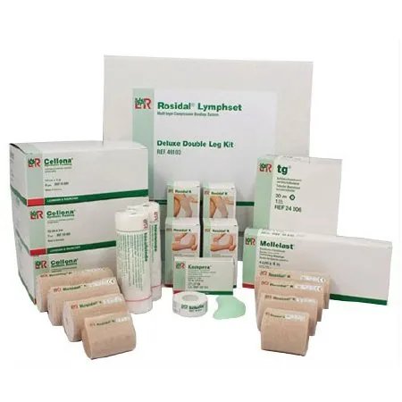 Lohmann & Rauscher - Rosidal Lymphset - 136673 -  6 Layer Compression Bandage System  Multiple Sizes Deluxe Double Leg Pull On / Tape Closure Tan / White NonSterile Standard Compression