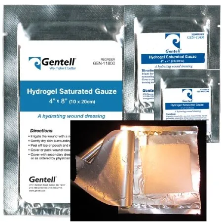 Gentell - GEN-11200 - Hydrogel Wound Dressing Gentell Impregnated 2 X 2 Inch Square Sterile