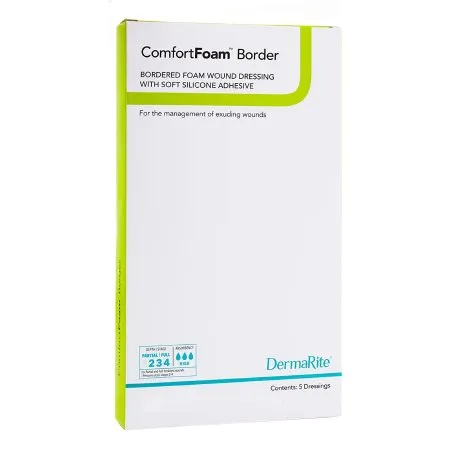 DermaRite  - ComfortFoam Border - 43770 - Industries  Foam Dressing  7 X 7 Inch With Border Waterproof Backing Silicone Adhesive Square Sterile