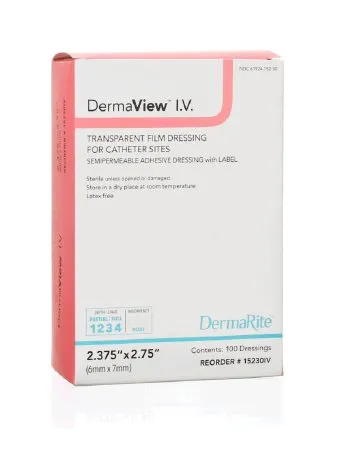 DermaRite Industries - DermaView I.V. - 15230IV - I.V. Dressing DermaView I.V. Film / Adhesive 2.375 X 2-3/4 Inch Sterile