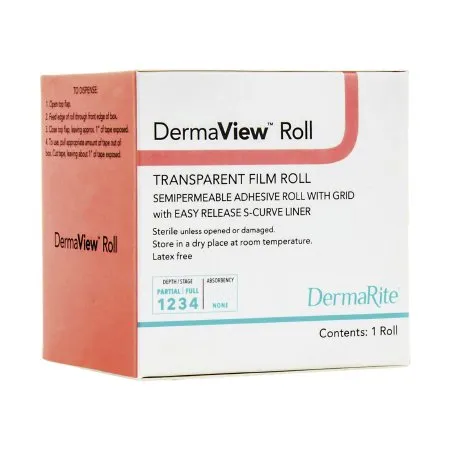 DermaRite Industries - DermaView - 15411 - Transparent Film Dressing DermaView 4 Inch X 11 Yard 2 Tab Delivery Roll Sterile
