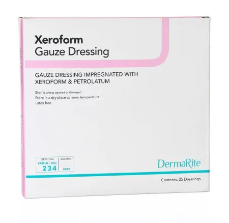 DermaRite  - Xeroform - 24220 - Industries   Petrolatum Impregnated Dressing  Square 2 X 2 Inch Sterile