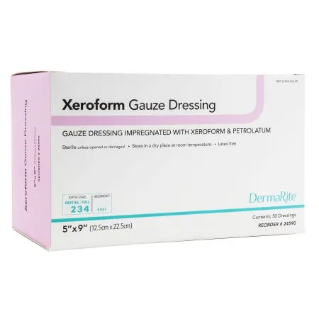 DermaRite Industries - Xeroform - 24590 - Xeroform Petrolatum Impregnated Dressing Xeroform Rectangle 5 X 9 Inch Sterile