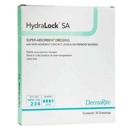 DermaRite Industries - HydraLock SA - 60330 - Super Absorbent Dressing HydraLock SA 3 X 3 Inch Square