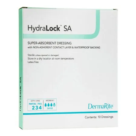 DermaRite Industries - HydraLock SA - 60610 - Super Absorbent Dressing HydraLock SA 6 X 10 Inch Rectangle