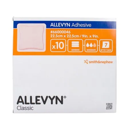 Smith & Nephew - Allevyn Adhesive - 66000046 -  Foam Dressing  9 X 9 Inch With Border Film Backing Adhesive Square Sterile