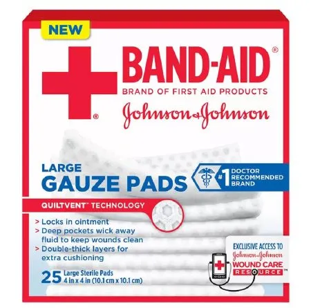 J&J - Band-Aid - 2904811 - Gauze Sponge Band-Aid 4 X 4 Inch 1 per Pack Sterile Square