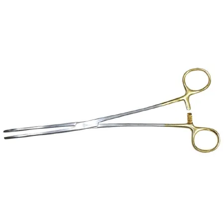 Medgyn Products - 031015 - Sponge Forceps Medgyn Fletcher 9-1/2 Inch Length Surgical Grade Stainless Steel Nonsterile Ratchet Lock Finger Ring Handle Curved Serrated Fenestrated Oval Jaws