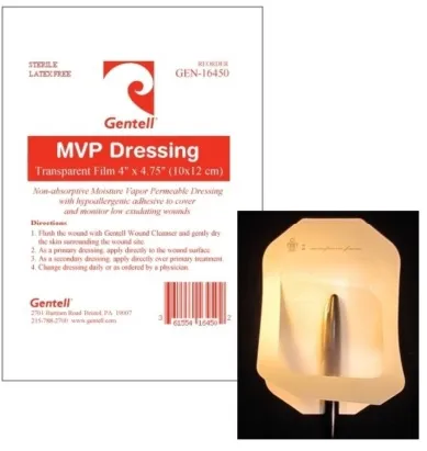 Gentell - Gentell MVP - GEN-16450 - Transparent Film Dressing Gentell MVP 4 X 5 Inch Frame Style Delivery Rectangle Sterile