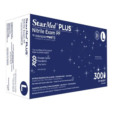 Sempermed - StarMed Plus - SMNP304 - USA  Exam Glove  Large NonSterile Nitrile Standard Cuff Length Textured Fingertips Blue Chemo Tested / Fentanyl Tested