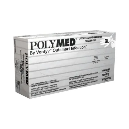 Ventyv - Polymed - PM105 - Exam Glove Polymed X-Large NonSterile Latex Standard Cuff Length Fully Textured Ivory Not Rated