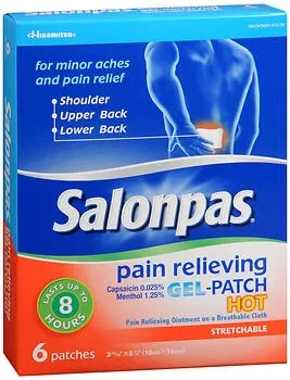 Hisamitsu America - Salonpas Gel-Patch Hot - 46581087006 - Topical Pain Relief Salonpas Gel-Patch Hot 0.025% - 1.25% Strength Capsaicin / Menthol Patch 6 per Box