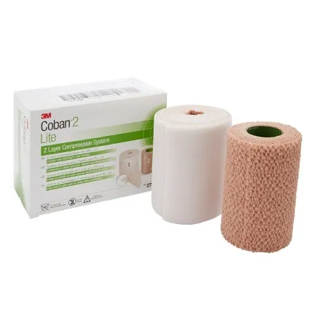 3M - 2794N - Coban2 Lite 2 Layer Compression Bandage System  Coban2 Lite 4 Inch X 2 9/10 Yard / 4 Inch X 5 1/10 Yard Self Adherent / Pull On Closure Tan / White NonSterile 25 to 30 mmHg