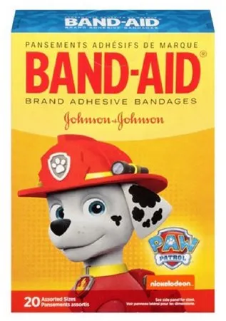 J & J Healthcare Systems - Band-Aid - 10381371165893 - J&J Band Aid Adhesive Strip Band Aid 5/8 X 2 1/4 Inch / 3/4 X 3 Inch Plastic Rectangle / Round Kid Design (Paw Patrol) Sterile