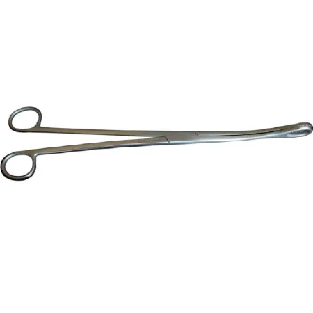Medgyn Products - 031145 - Placenta Forceps Medgyn Hern-kelly 12 Inch Length Surgical Grade Stainless Steel Nonsterile Nonlocking Finger Ring Handle Slightly Curved 19 Mm Serrated Fenestrated Oval Jaws
