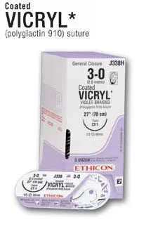 J & J Healthcare Systems - Coated Vicryl - J635h - Absorbable Suture Without Needle Coated Vicryl Polyglactin 910 Braided Size 2-0