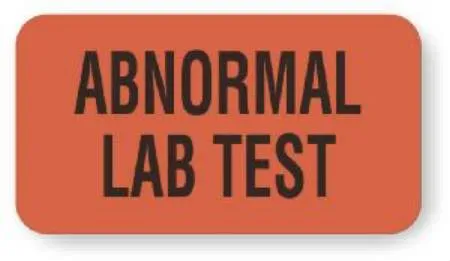 United Ad Label - UAL - ULLR139 - Pre-printed Label Ual Laboratory Use Flourescent Red Paper Abnormal Lab Test Red Lab / Specimen 7/8 X 1-5/8 Inch