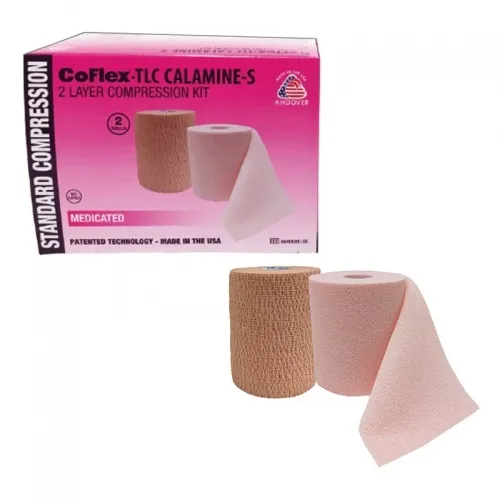 Andover Healthcare - CoFlex - From: 8830UBC-SC To: 8840UBC-SC -   TLC Calamine Standard Compression, 3". Includes: two rolls in a convenient dispenser box.