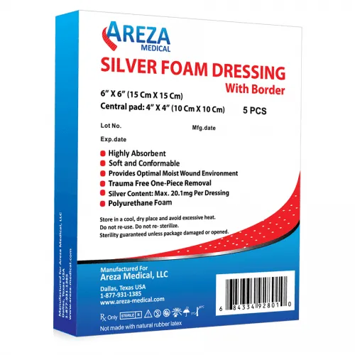 Areza From: ASF006 To: ASF009 - Silver Foam Dressing With Border Silicone Adhesive