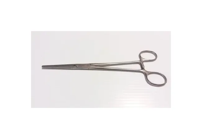 Aesculap - BH646R - Hemostatic Forceps Kocher-ochsner Surgical Grade Stainless Steel Nonsterile Ratchet Lock Finger Ring Handle Straight Serrated Tips With 1 X 2 Teeth