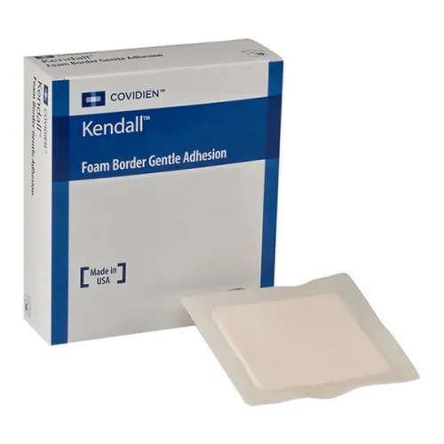 Cardinal - Kendall Border Foam Gentle Adhesion - 55588BG -   Foam Dressing  7 1/2 X 7 1/2 Inch With Border Film Backing Silicone Adhesive Square Sterile