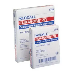 Cardinal Health - From: 9354 To: 9356 - Curasorb Zinc Calcium Alginate Dressing 2" L x 2" W Square Shape, Highly Absorbent, Minimal Shrinkage