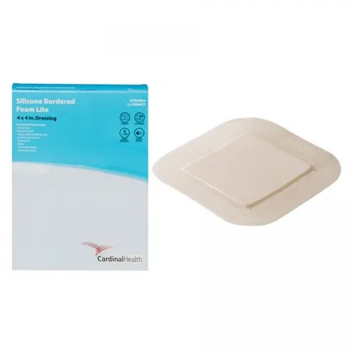 Cardinal Health - BFM44LTE - Med Kendall Silicone Bordered Lite Foam Dressing, 4" x 4".