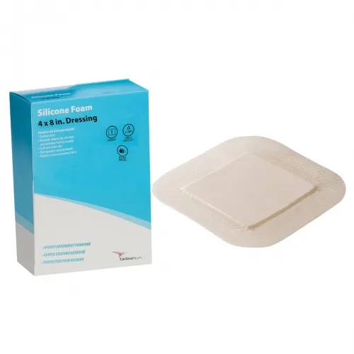 Cardinal Health - BFM48 - Silicone Bordered Foam Dressing 4" x 8" 5-bx 5 bx-cs -Continental US Only- -Item on Manufacturer Backorder - Inventory Limited when Available-