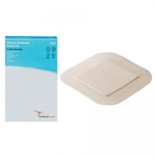 Cardinal Health - BFM66LTE - Med Kendall Silicone Bordered Lite Foam Dressing, 6" x 6".