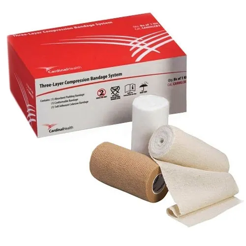 Cardinal Health - Med - CAHMLCB3 - Cardinal Health Three-Layer Compression Bandage System. Includes: absorbent padding bandage, conformable bandage, and self -adherent cohesive bandage.