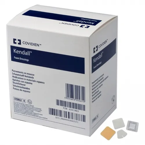 Cardinal - Kendall - 55535 -  Foam Dressing  3 1/2 X 3 Inch Without Border Without Film Backing Nonadhesive Fenestrated Rectangle Sterile