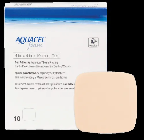 Convatec - Aquacel - 420633 -  Foam Dressing  4 X 4 Inch Without Border Waterproof Film Backing Nonadhesive Square Sterile