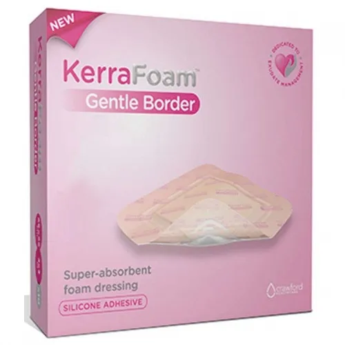 3M - KerraFoam Gentle Border - CWL1010 -  Foam Dressing  3 X 3 Inch With Border Film Backing Silicone Adhesive Square Sterile