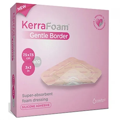 3M - KerraFoam Gentle Border - CWL1023 - Foam Dressing KerraFoam Gentle Border 6-7/10 X 6-9/10 Inch With Border Film Backing Silicone Adhesive Sacral Sterile