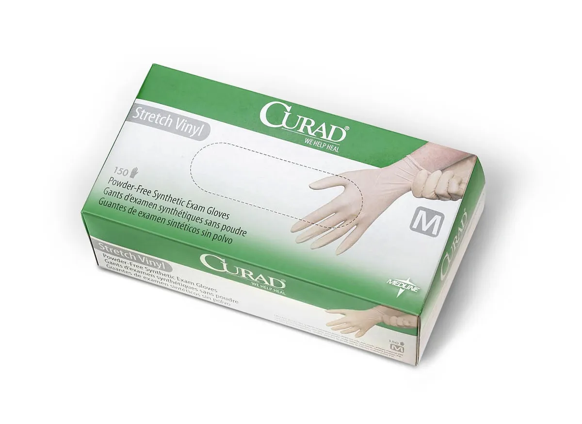 Curad - Medline - CUR9225 - Stretch Vinyl Exam Gloves,medium