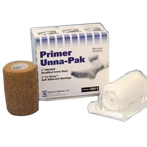 Gentell - Unna-Pak - GL-2003 - Unna-Pak with Primer Modified Unna Boot and Duban Self Adherent Bandages 3" Primer and 3" Co-Press Bandage.