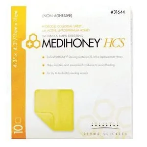 McKesson - MEDIHONEY - 31622 - Honey Hydrogel Dressing MEDIHONEY Square 2-2/5 X 2-2/5 Inch Sterile