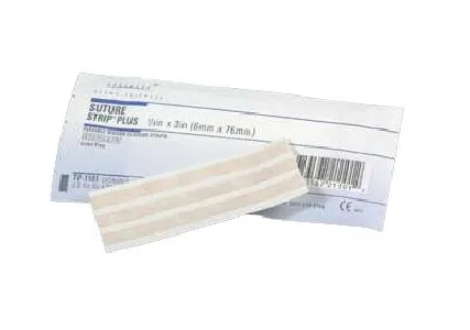 Gentell - Suture Strip Plus - TP1104 -  Skin Closure Strip  1/4 X 1 1/2 Inch Nonwoven Material Flexible Strip Tan