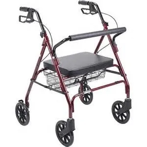 Drive Medical - 10257RD-1 - Drive Medical Durable 4-wheel Rollator with Fold Up Removable Back, Red, 25.5" L x 23.5" W x 35" H