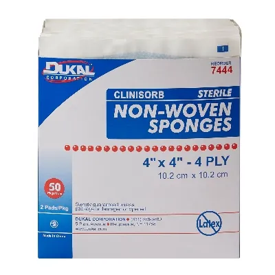Dukal - From: 7444 To: 7470  Clinisorb Nonwoven Sponge Clinisorb 4 X 4 Inch 2 per Pack Sterile 4 Ply Square