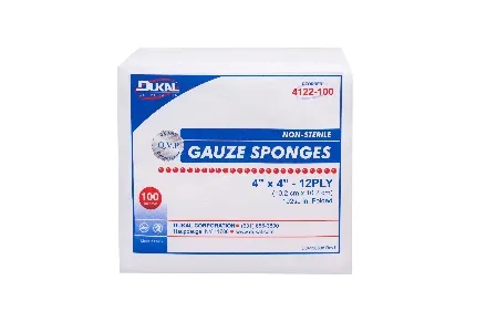 Dukal - 4122-100 - Gauze Sponge 4 X 4 Inch 100 per Pack NonSterile 12 Ply Square