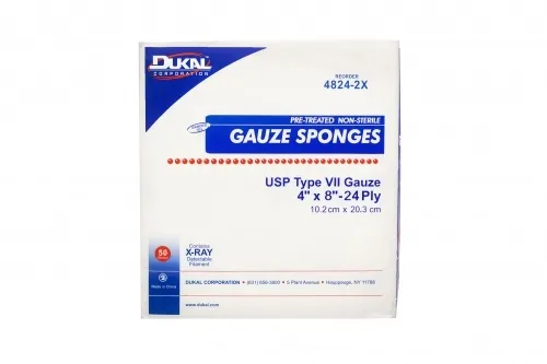 Dukal - 4824-2X - Gauze Sponge, X-Ray Detectable, Non-Sterile, 24-Ply, Banded