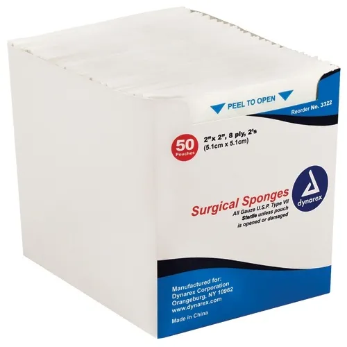 Dynarex - From: 12002C To: 12003G - Gauze Sponges Sterile 2's 3 X 3  12ply (25 2's per tray)