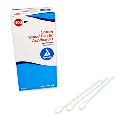 Dynarex - 3078 - Mouth/Throat 8  Cotton-Tipped Applicators Non-Sterile